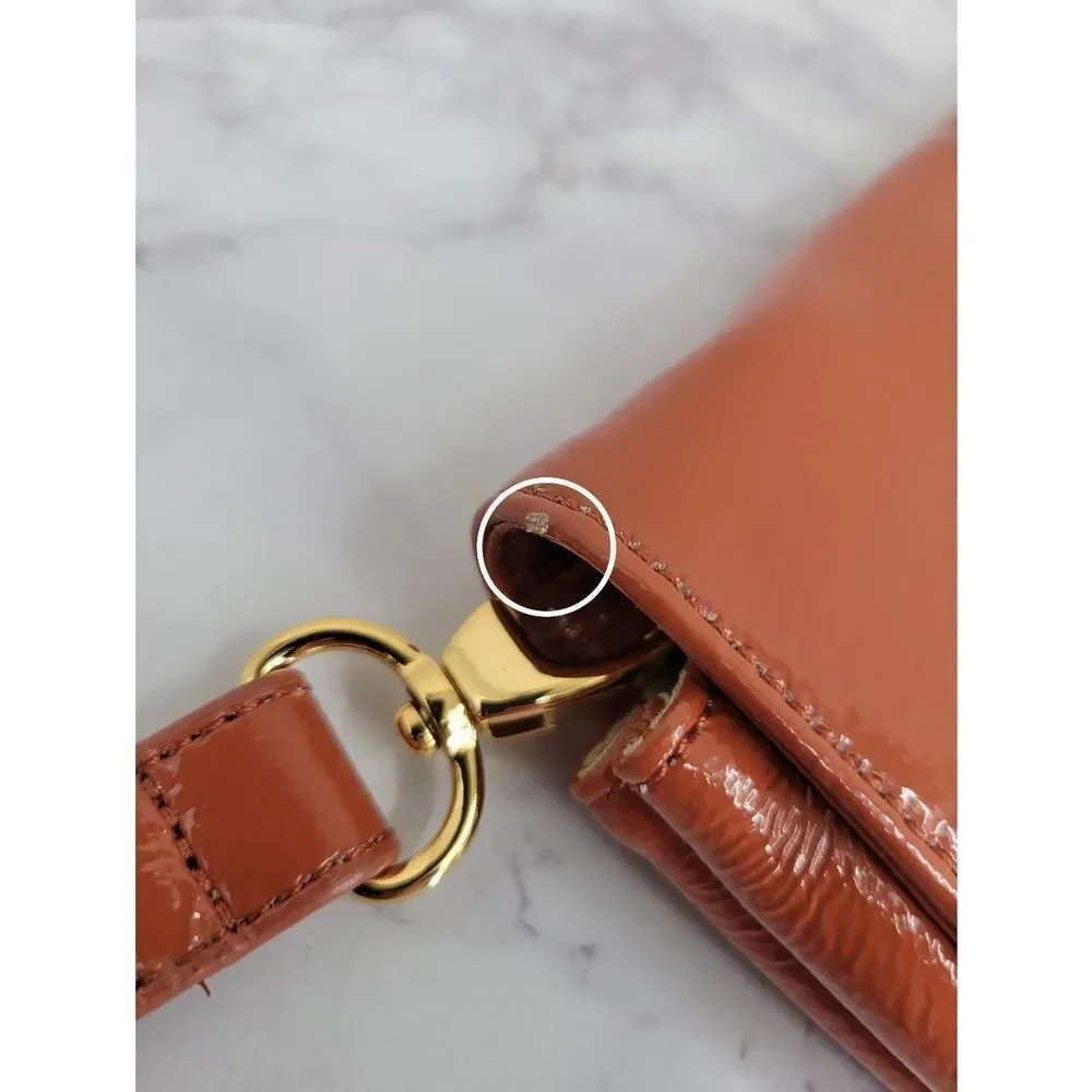 Hobo International Apricot Patent Leather Clutch Bag Small Rectangle Fold over